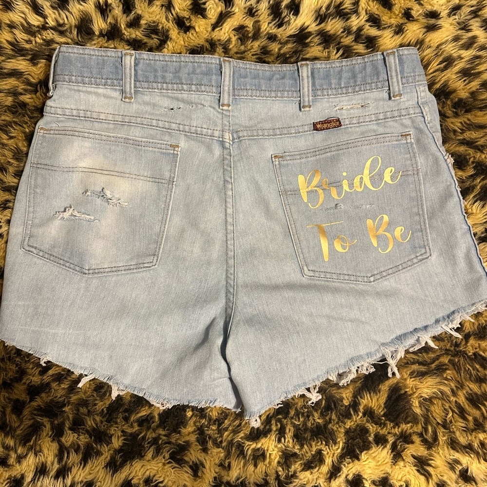 Wrangler Light Blue Jean Shorts with Gold Accents